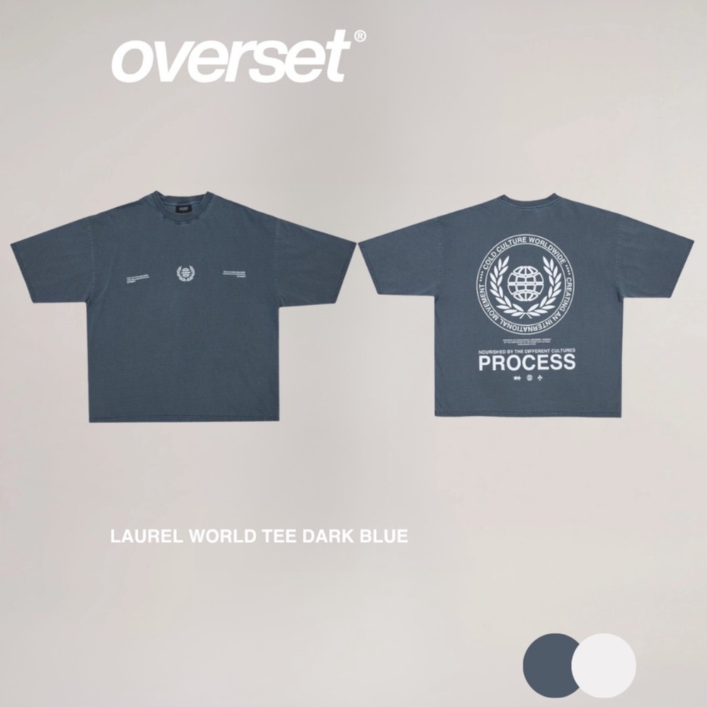 COLD CULTURE × OVERSET - Laurel World Tee Dark Blue